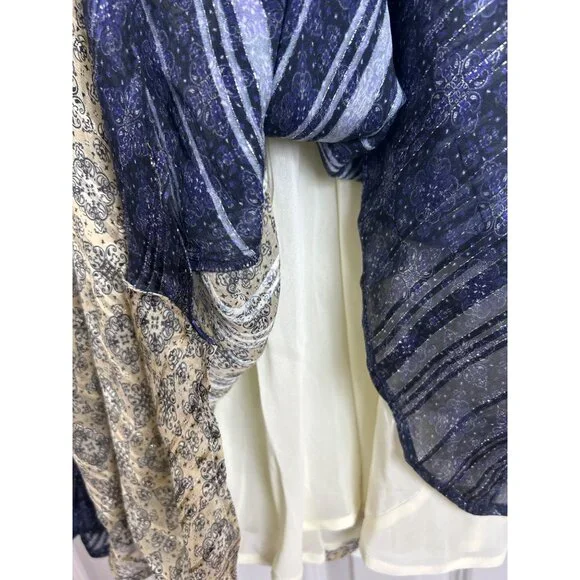 NWT Rag & Bone Delaney Witchy Boho Whimsigoth Metallic Navy Beige Maxi Skirt M - Picture 4 of 12